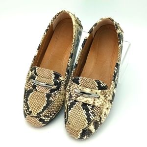 Vionic Orthaheel HONOR ASHBY Leather Loafers Flats NATURAL SNAKE Print Size 7